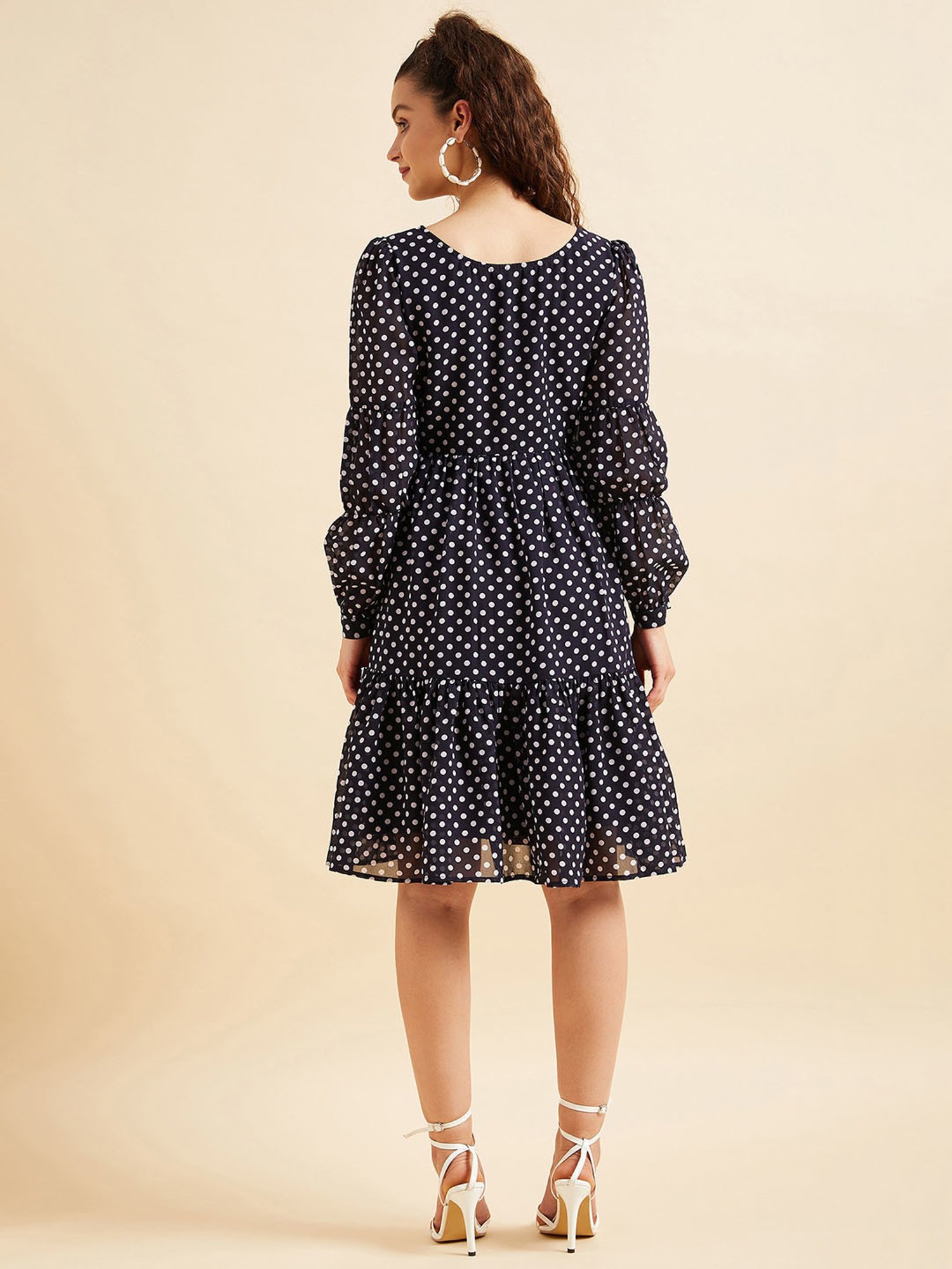 PANIT Navy Polka Dot Ethnic Dress