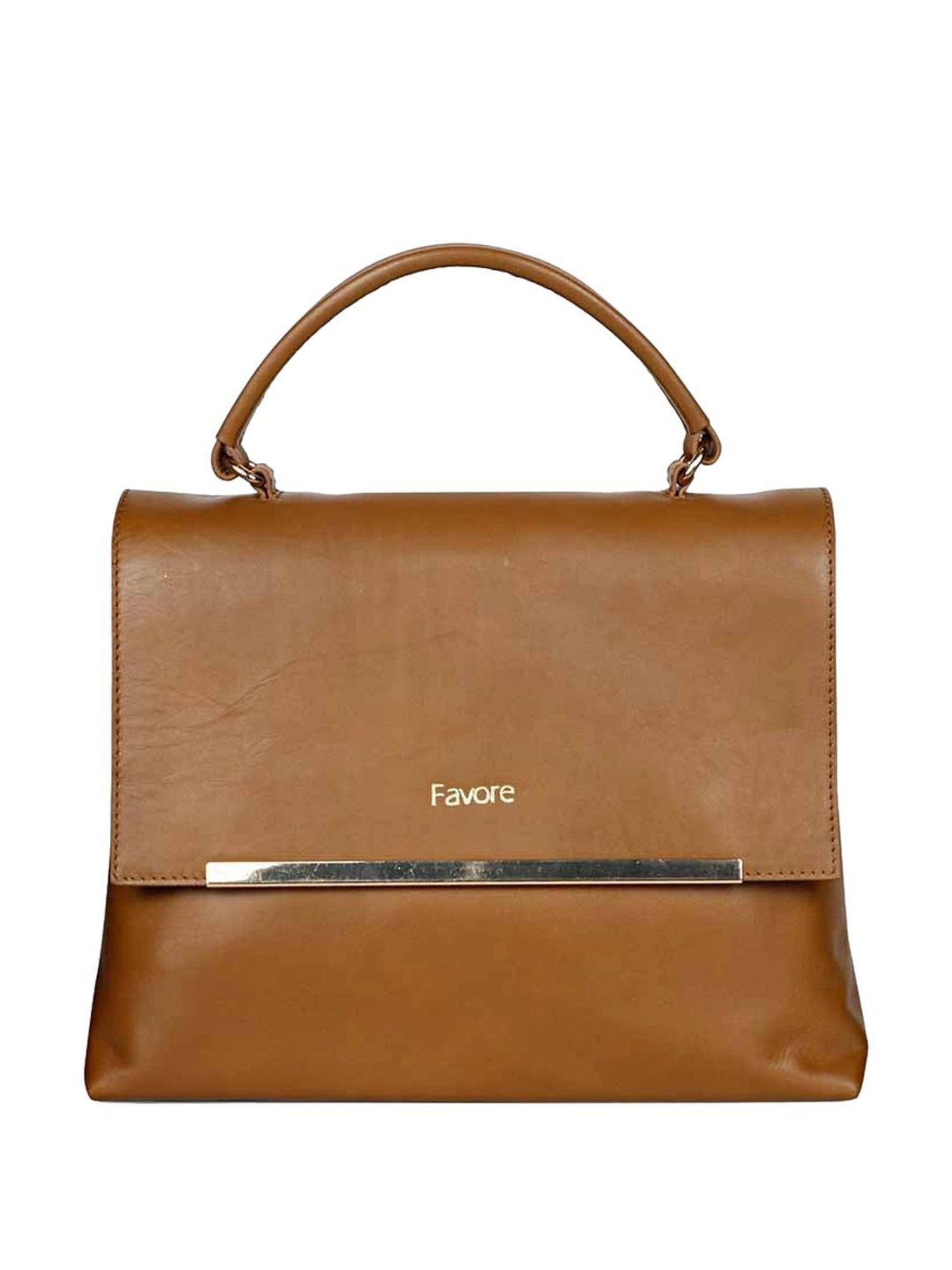Favore Light Tan Solid Medium Satchels