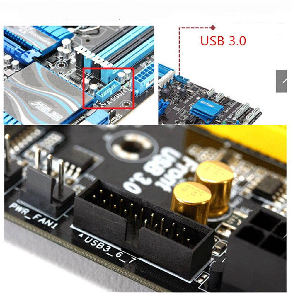 Deconn USB 3.0 Bracket to 20-Pin Back Panel Expansion Header Cable 2-Port blue