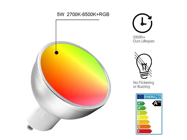Avatar Controls Wifi Bulb, GU10 Dimmable Smart LED Light Bulb with APP Remote Control ON/OFF/Color Switch, Compatible with Amazon Alexa/Google Assistant/IFTTT (2 Pack)