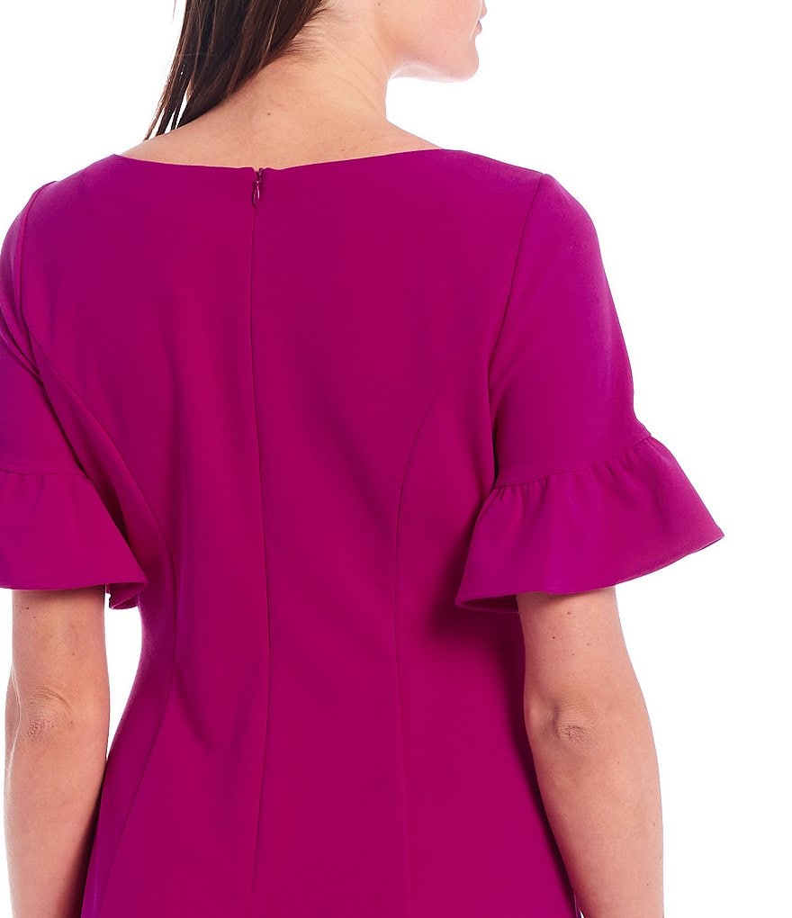 Jessica Howard Ruffle Sleeve Scuba Crepe A-Line Midi Dress