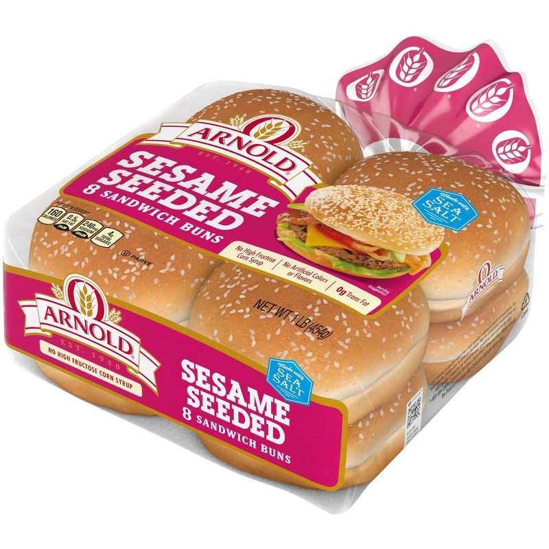 Arnold Select White Sesame Buns - 14oz/8ct