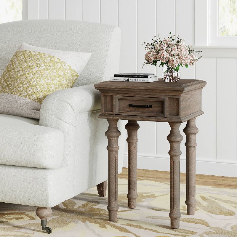 Cassatt 1 Drawer Side Table Gray - Finch