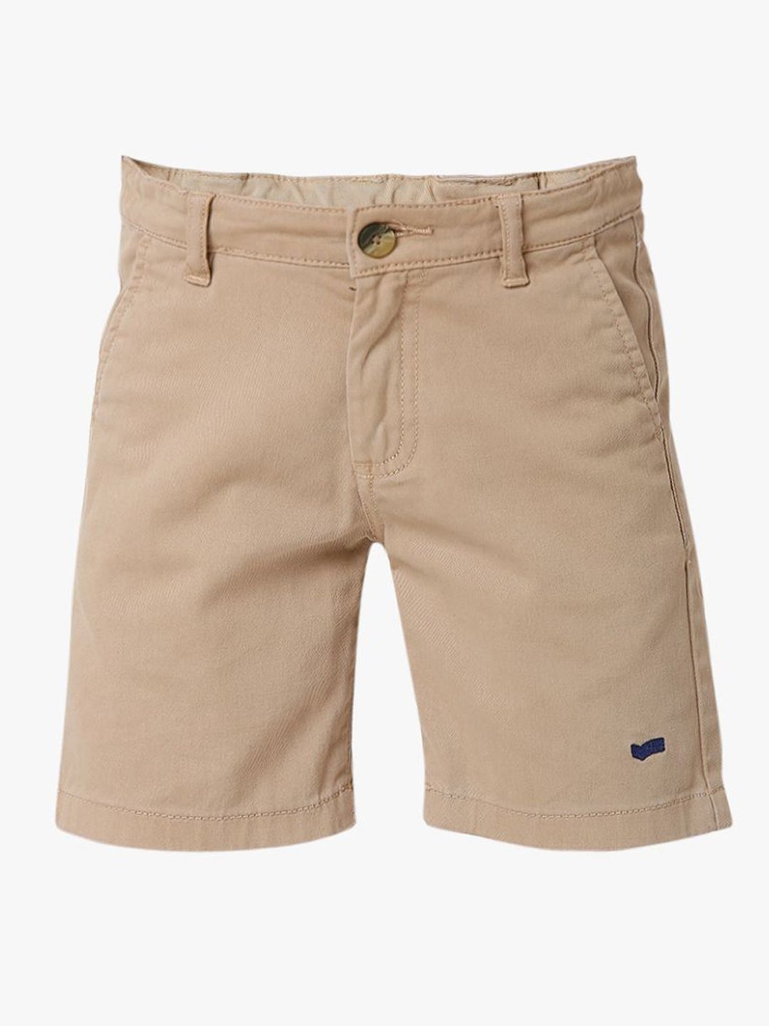 Gas Kids Beige Cotton Slim Fit Shorts
