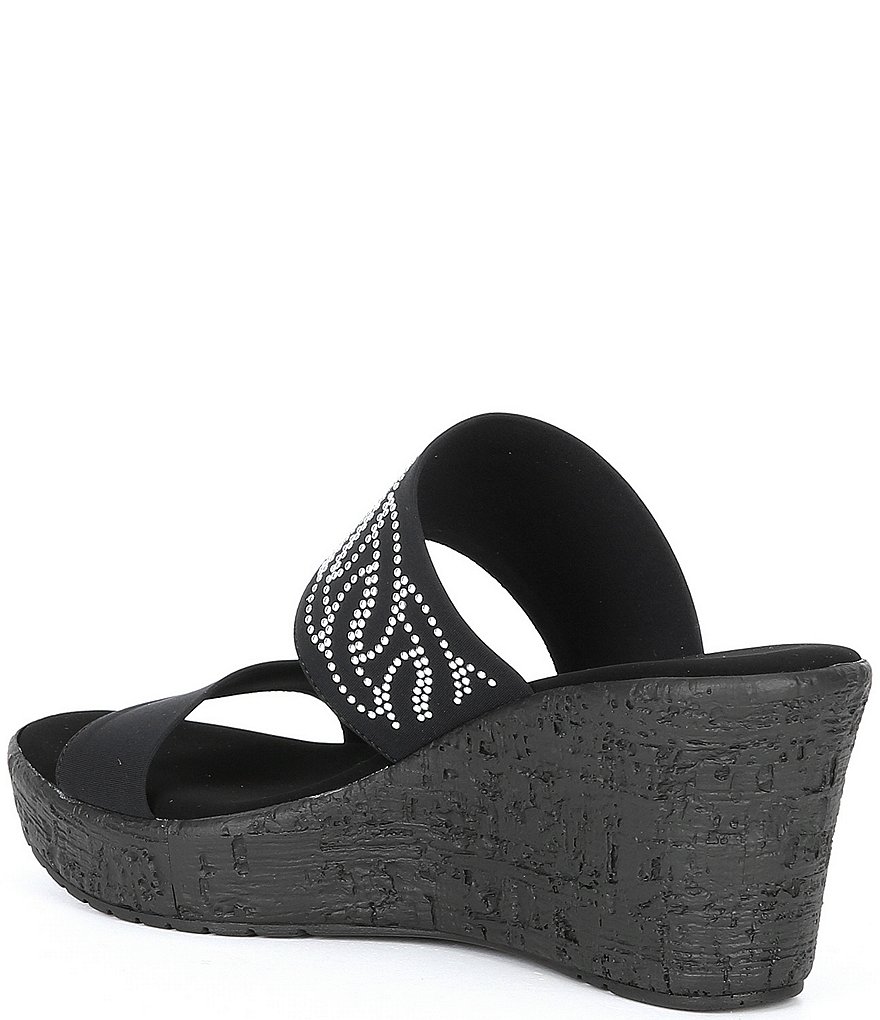 Onex Bernice Embellished Leather Slide-On Wedges