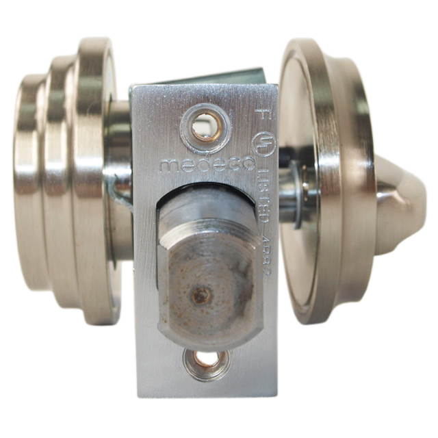 Medeco Maxum 11-R603-619-S1 Satin Nickel US15 Grade 1 Single Cylinder Tubular Deadlock Deadbolt With 2-3/8" Backset And 1" Faceplate, High Security Commercial Biaxial Keyway