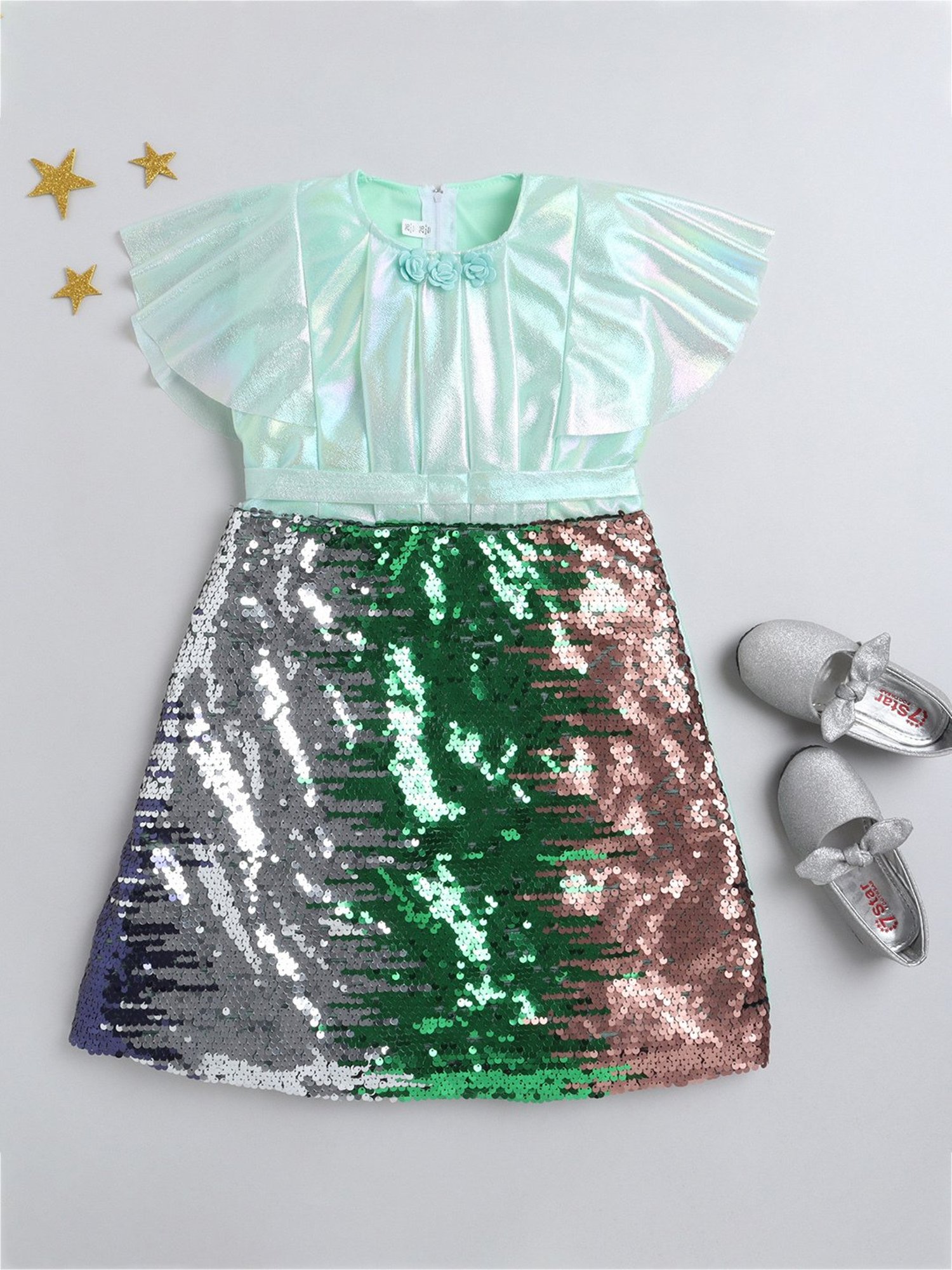 Many Frocks Kids Multicolor Embellished Dress