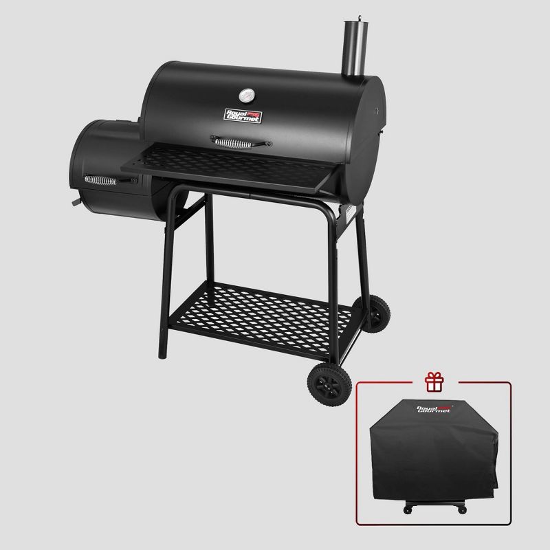 Royal Gourmet 30'' Charcoal Grill With Cover and Off set Smoker CC1830FC Black
