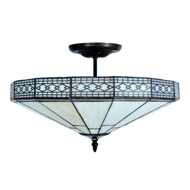 16" x 16" x 9" Tiffany Style Ann Pendant White - Warehouse of Tiffany