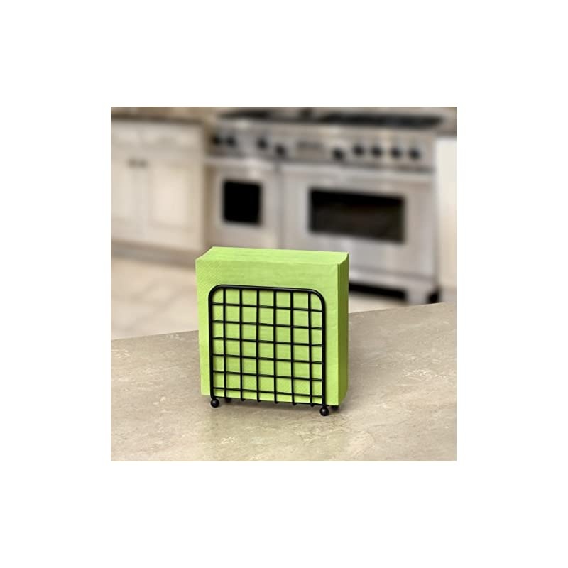 Grid Napkin Holder, Upright Rustic Paper Napkin Dispenser for Kitchen Tables & Countertops, Vertical Napkin Stand With Farmhouse Charm