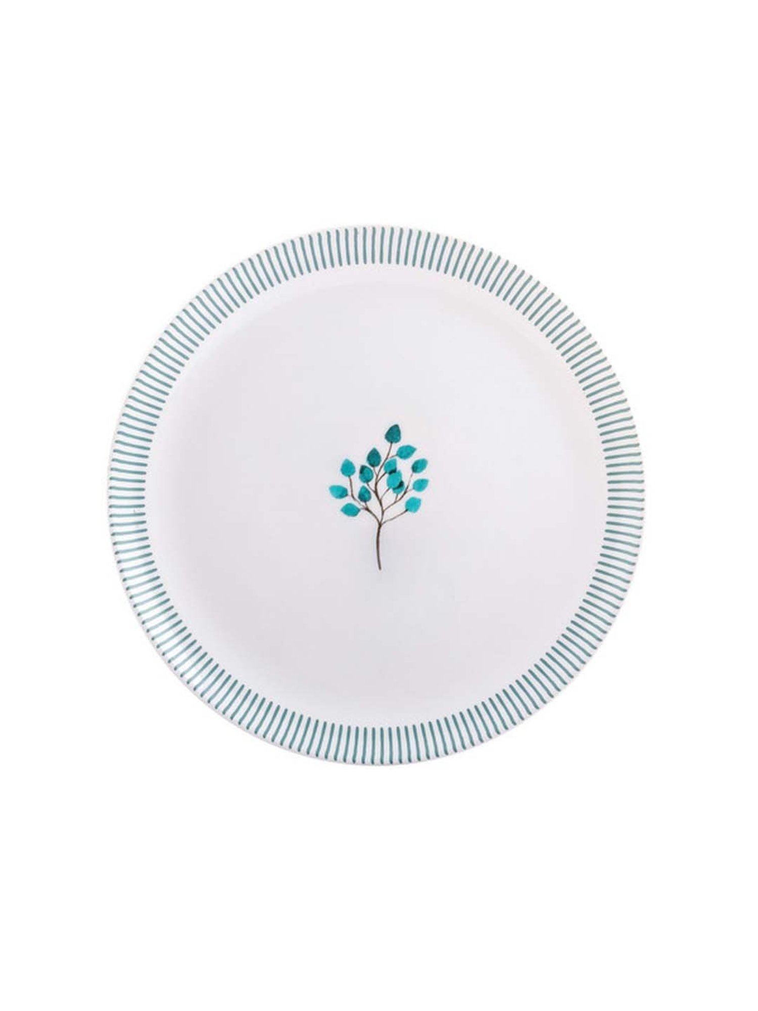 Goodhomes White & Green Opalware Dinner Set (Set of 4pcs Dinner & 4pcs Quarter Plate, 8pcs Veg Bowl)