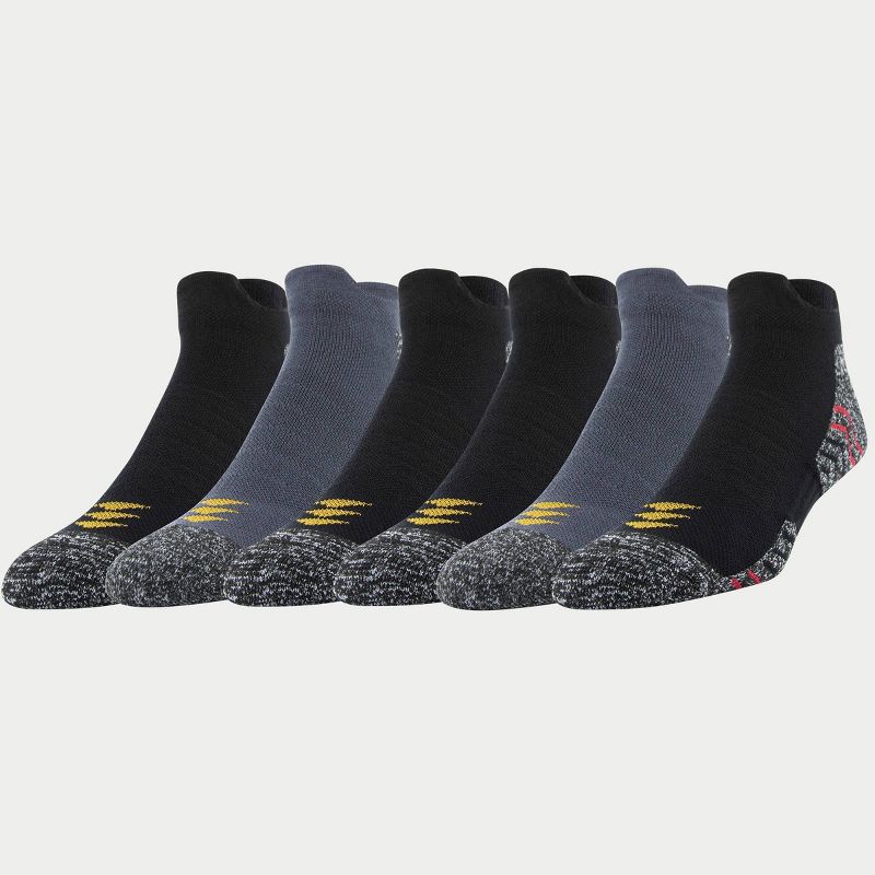 PowerSox Men's Sport 6pk Swervy Double Tab Athletic Socks - Black/Red 6-12.5