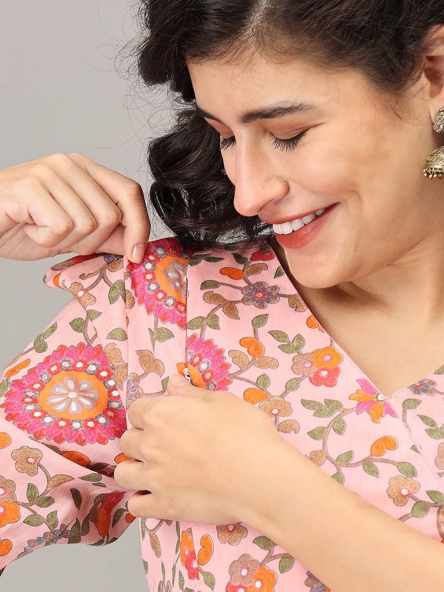 The Mom Store Pink Floral Print Maternity Maxi Tier Dress