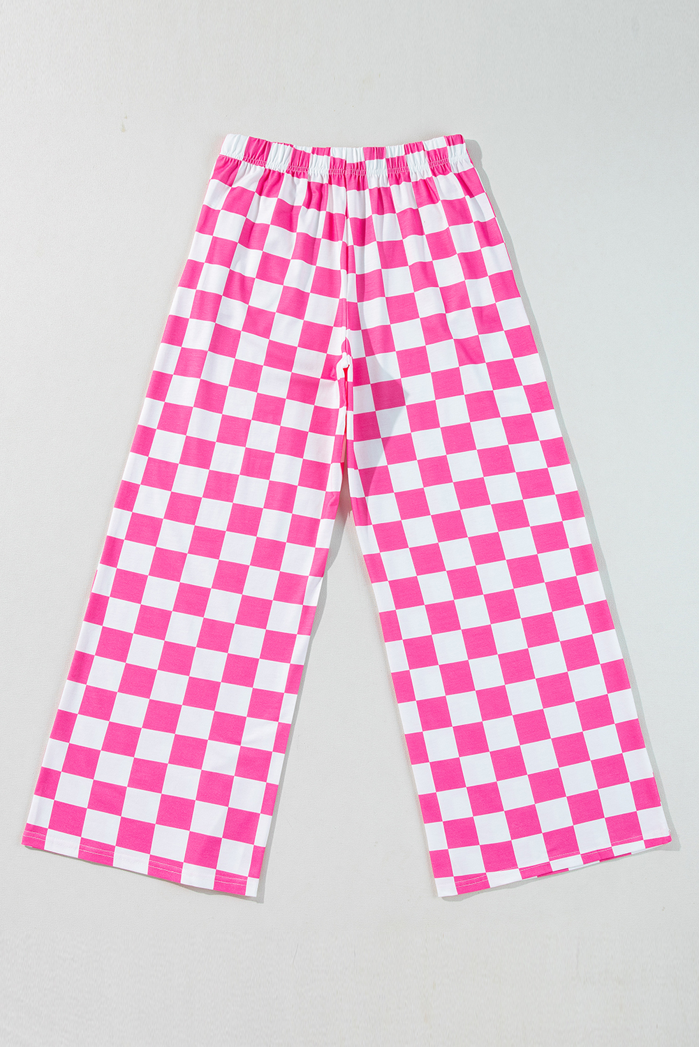 Bonbon Checkered Print High Waist Wide Leg Pants