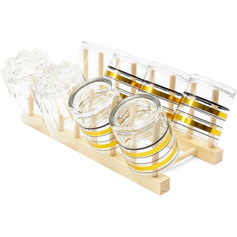 3 Pack 12" Brown Wooden Dish Drying Rack Stand Plate Holder Kitchen Cabinet Organizer for Bowl, Cup, Cutting Board, Pot Lid