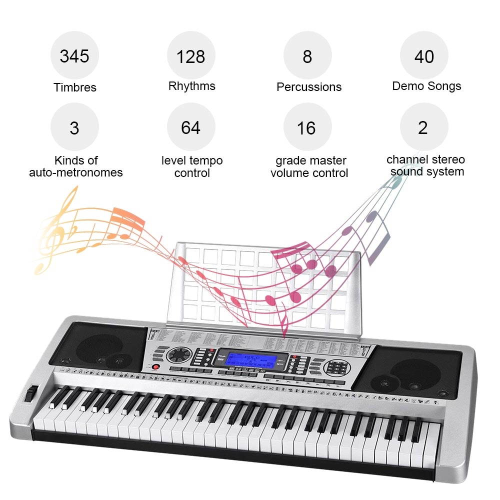Electronic Piano Keyboard 61 Key Music Key Board Piano With X Stand Heavy Duty