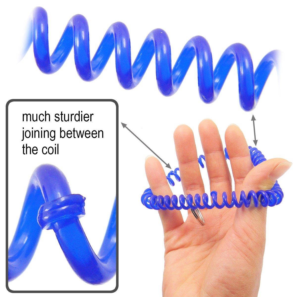 Shells 10PCS Crystal Blue Color Soft Highly Spring Spiral Coil Wrist Band Key Ring Chain