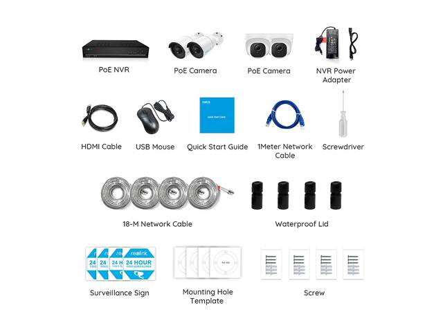 Reolink 8CH 5MP PoE IP Security Camera System, 4pcs Wired 5MP Outdoor PoE IP Cameras, 8MP/4K 8-Channel NVR with 2TB HDD for 24/7 Recording RLK8-520B2D2