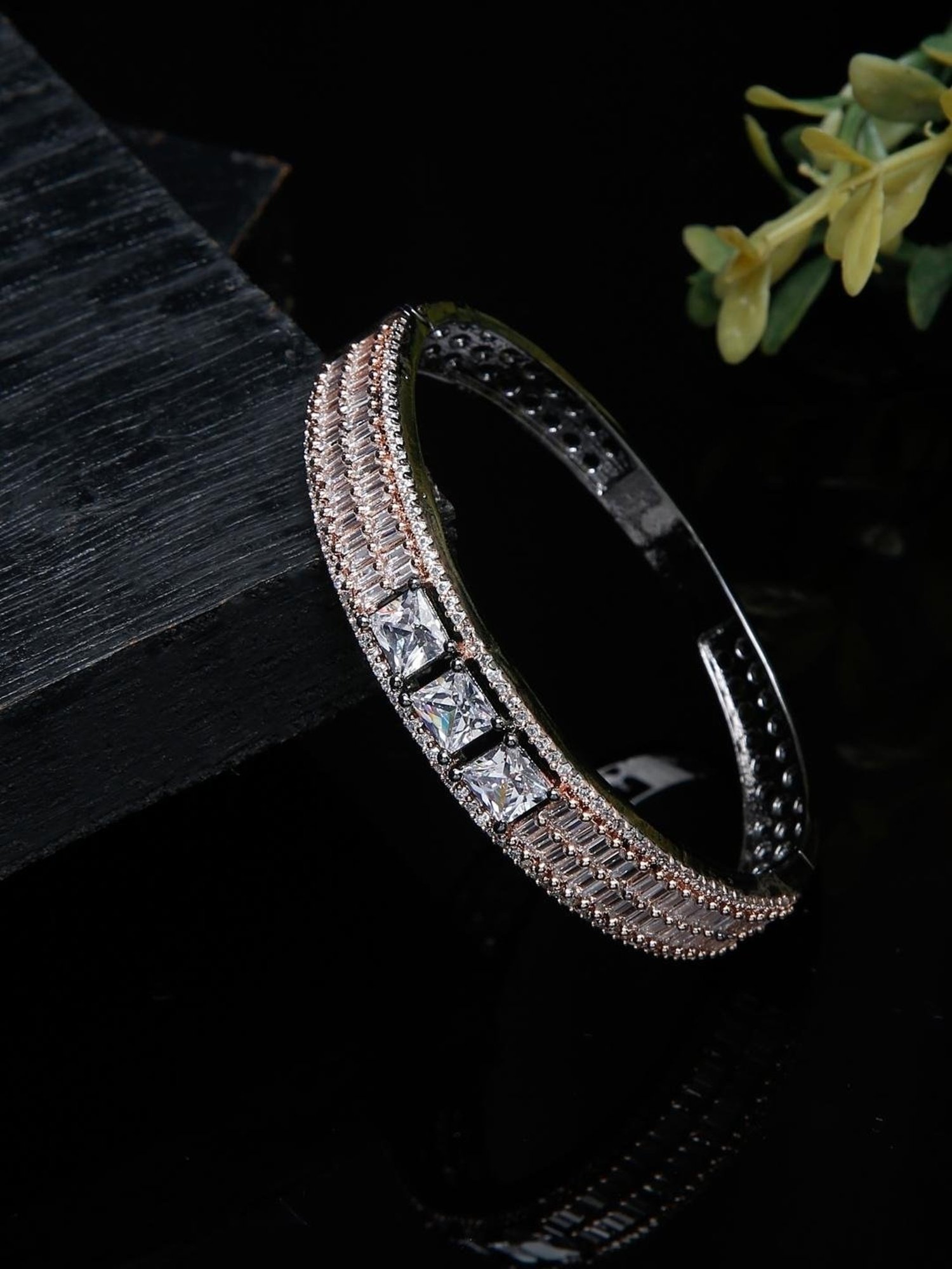 YouBella Jewellery Celebrity Inspired Silver-Plated American Diamond Classic Bracelet