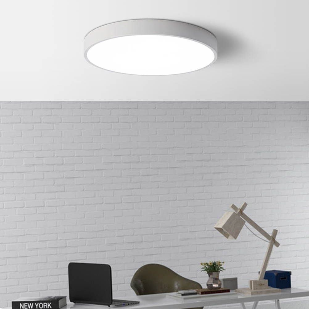 Modern LED Ceiling Light Round Simple Ultra Thin Lamps for Dining Room Balcony Bedroom Living Room (Orange-Yellow, 30cm, 12W White Light)