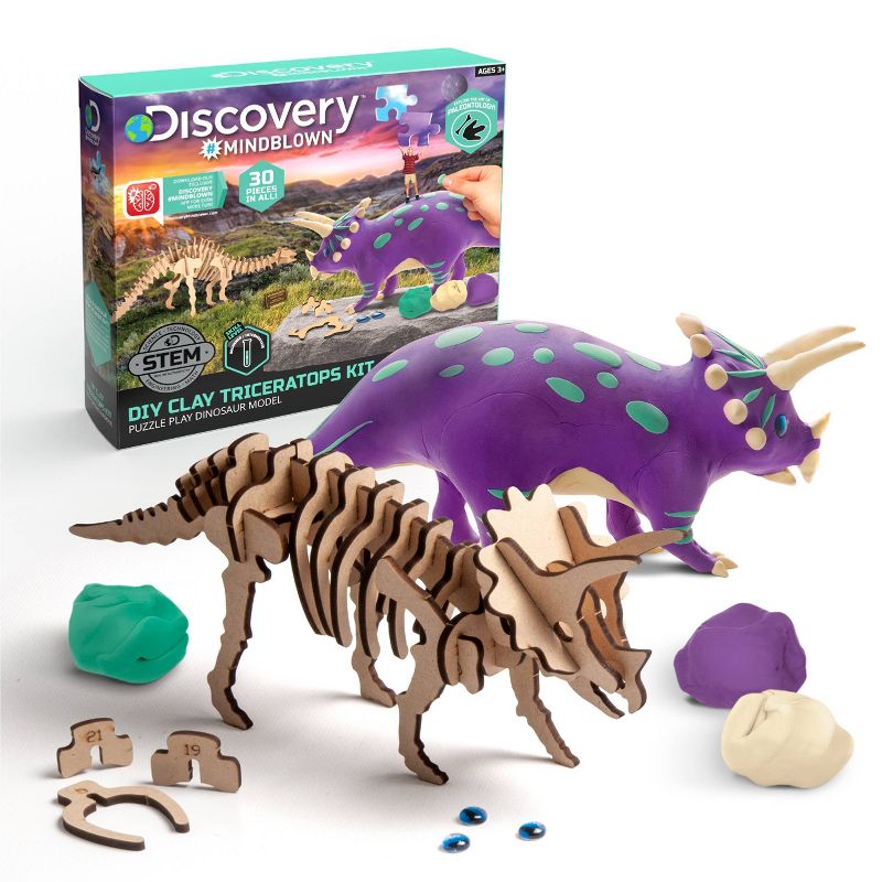 Discovery Kids Toy Dinosaur DIY Puzzle Clay Triceratops