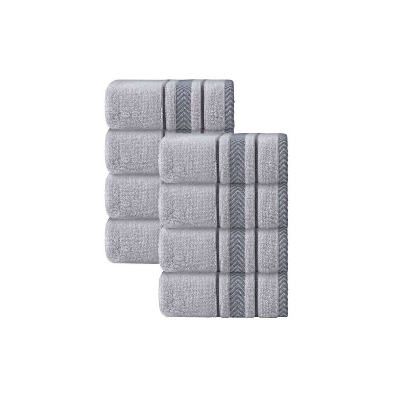 8pc Enchasoft Turkish Cotton Washcloth Set Silver - Enchante Home