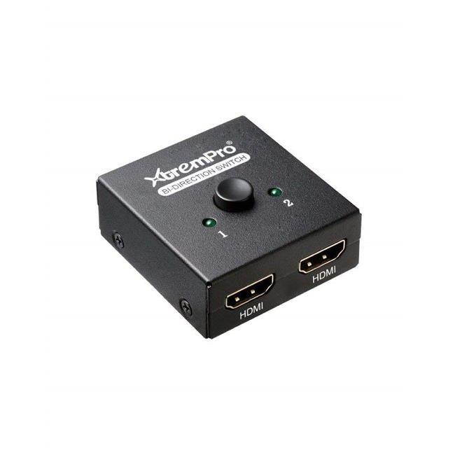 XtremPro 4K HDMI 4K 2 Ports Bi-Direction Switch, 2 x 1 / 1 x 2 Hub-HDCP Passthrough, Supports Ultra HD 4K, 3D, 1080P, 1080i, 720p, No power Source need - Black (61032)