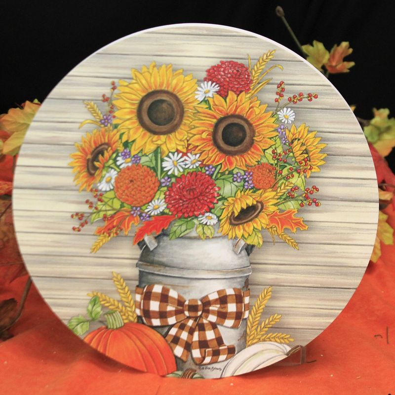 Home & Garden 12.0" Sunflower Milk Can Stepping Sto Autumn Flowers Pumpkins Custom Decor  -  Stepping Stones And Pathways