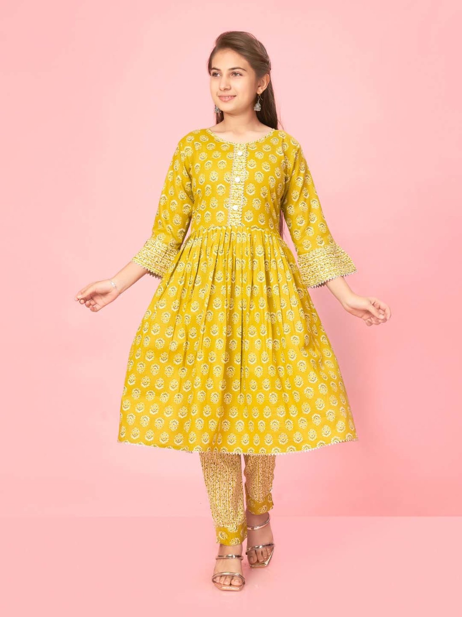 Peppermint Kids Navy Regular Fit Kurta Set