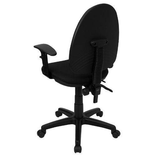 Mid-Back Black Fabric Multifunction Swivel Task Chair with Adjustable Lumbar Support and Adjustable Arms