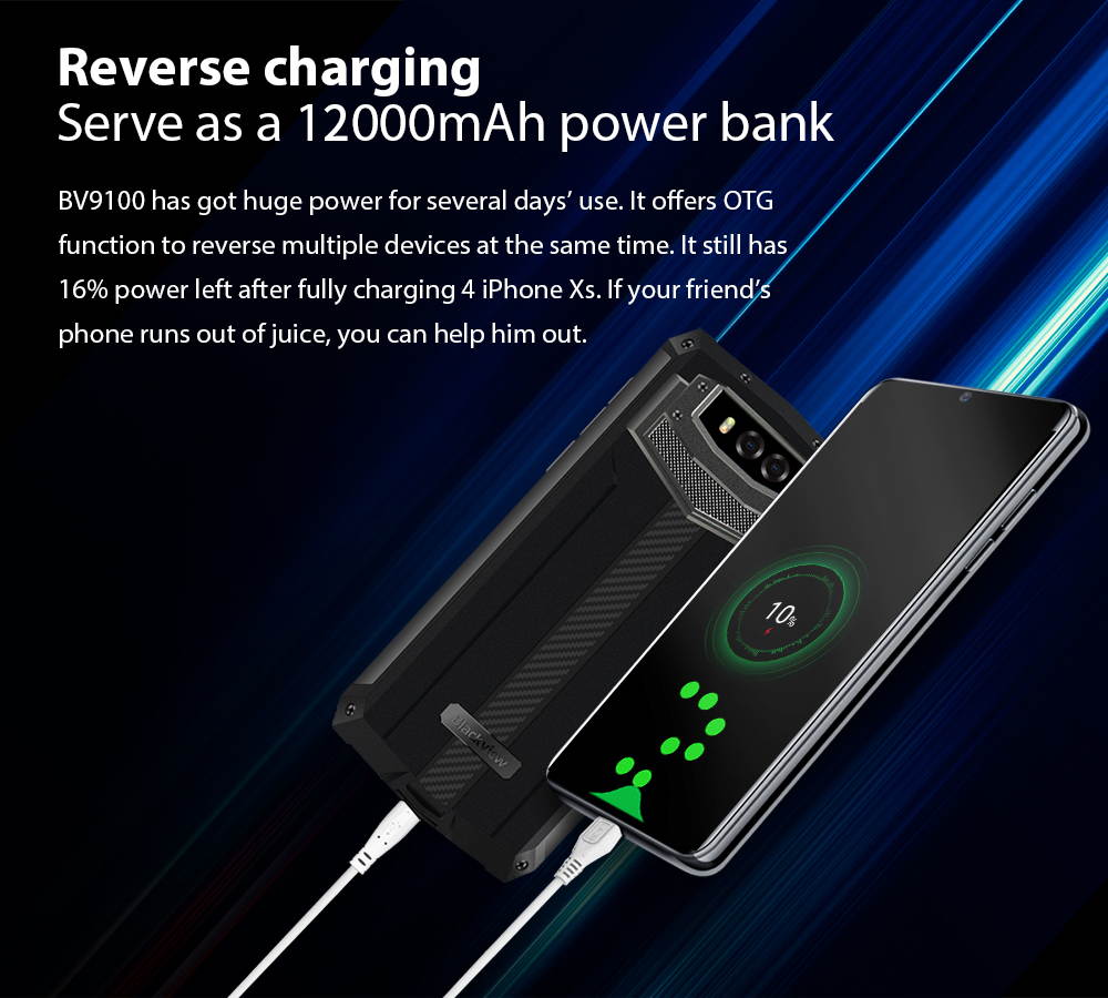 12000mAh Rugged Phone, Blackview BV9100 4GB+64GB Dual SIM Rugged Cell Phones Unlocked, IP68 Waterproof Smartphone, Android 9.0 Pie 6.3" Screen NFC Face Unlocked AT&T T-Mobile Blackview Cell Phones