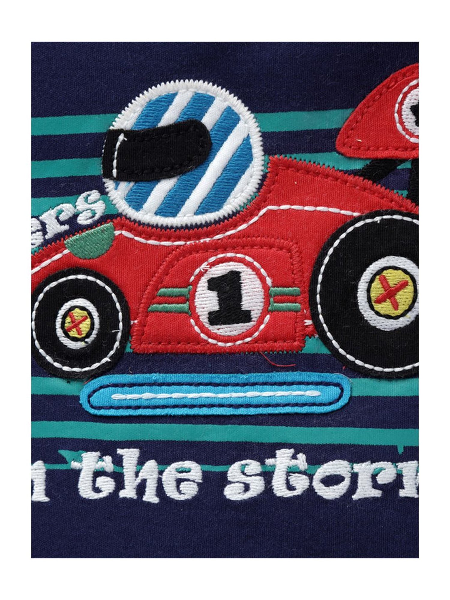 Pranava Boys Navy Cotton Patch Work T-Shirt