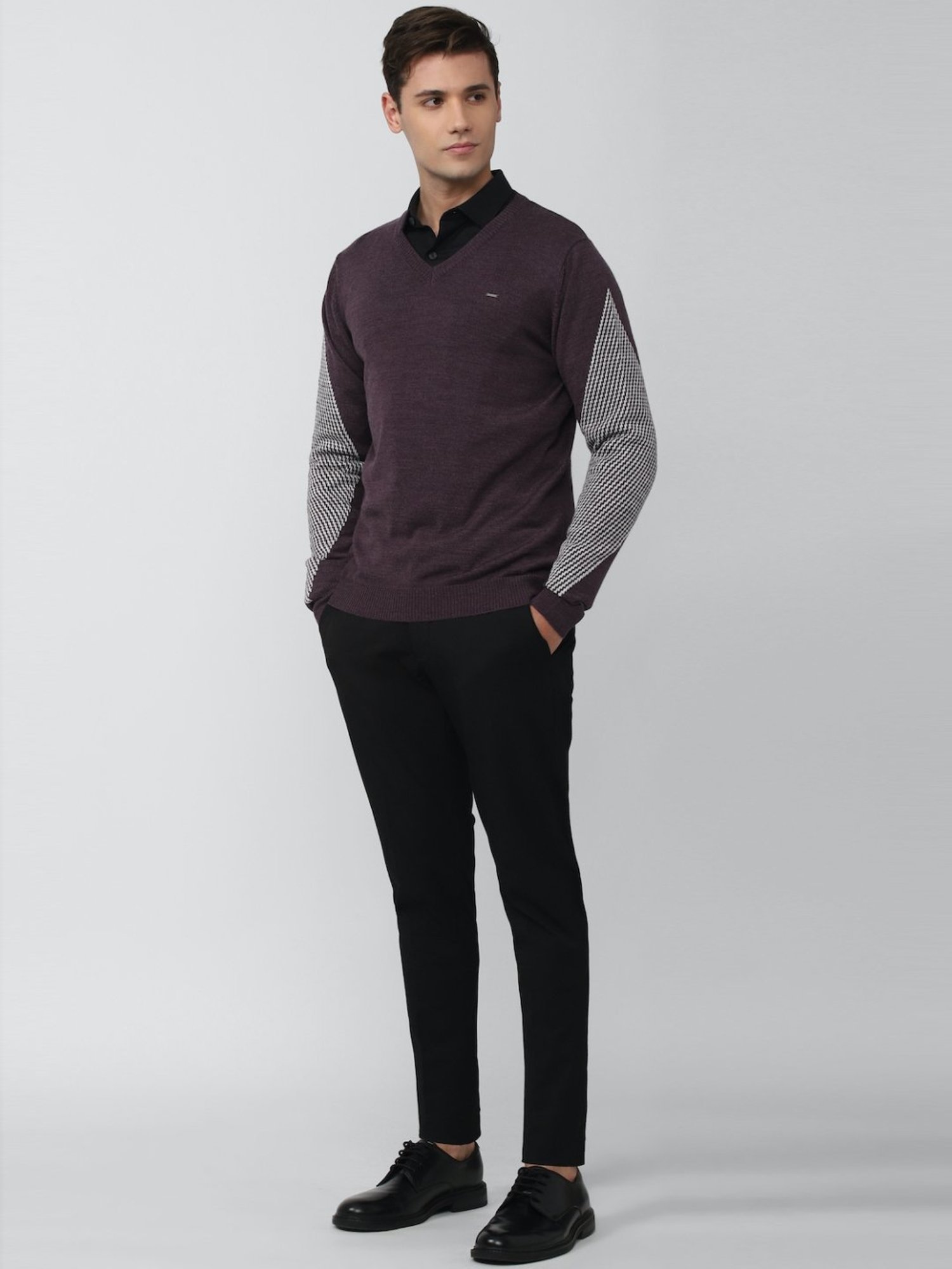 Van Heusen Purple Regular Fit Printed Sweater