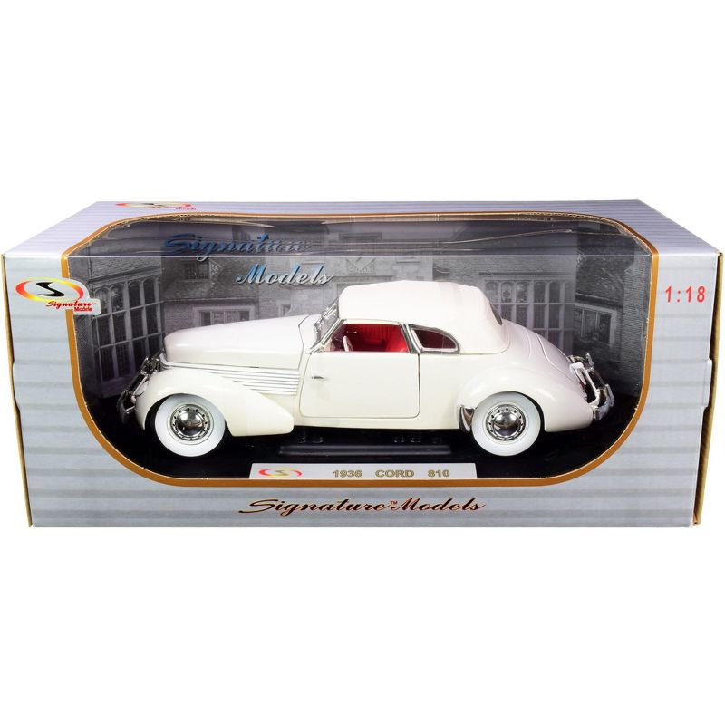 1936 Cord 810 Coupe White with Red Interior 1/18 Diecast Model Car by Signature Models