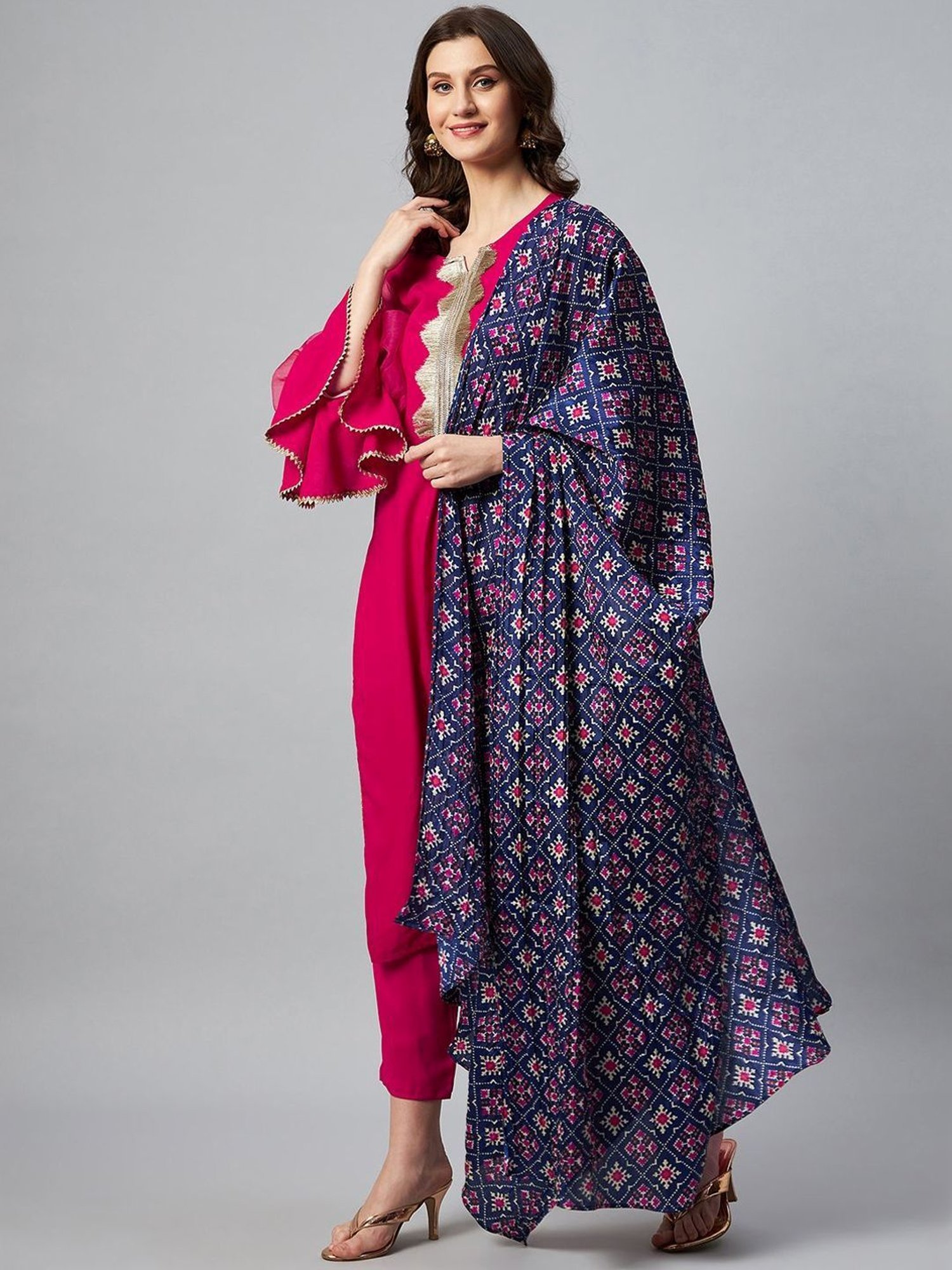 Inweave Blue Printed Dupatta