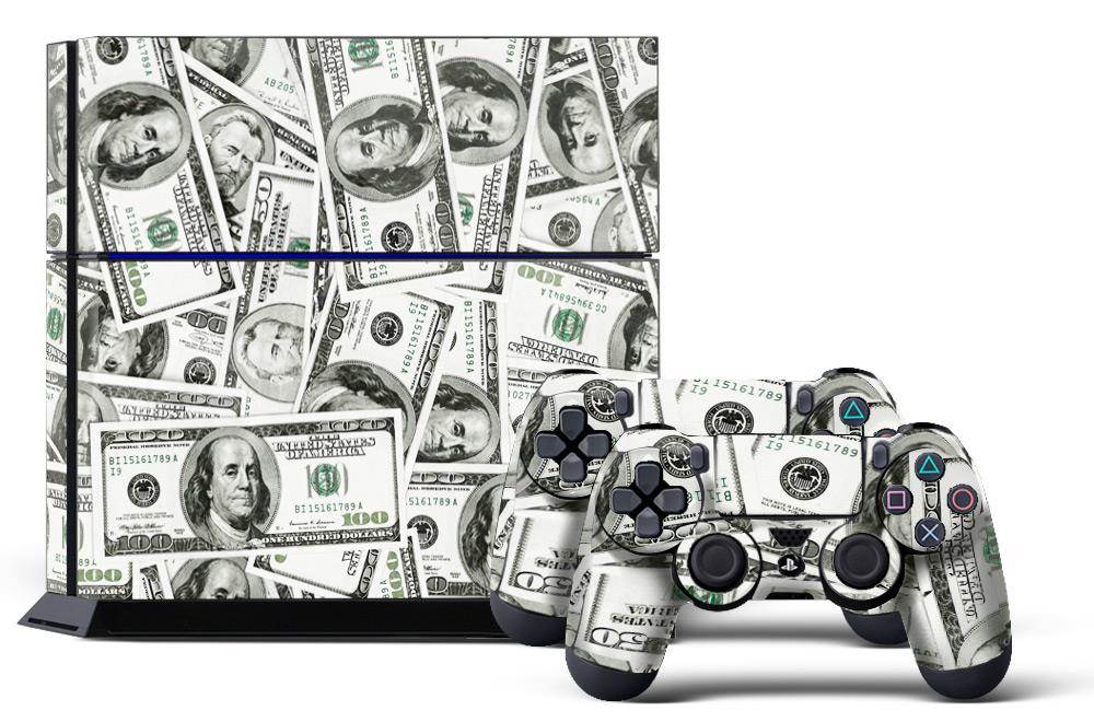 Sony PS4 PlayStation 4 Console Skin plus 2 Controller Skins - Big Ballin