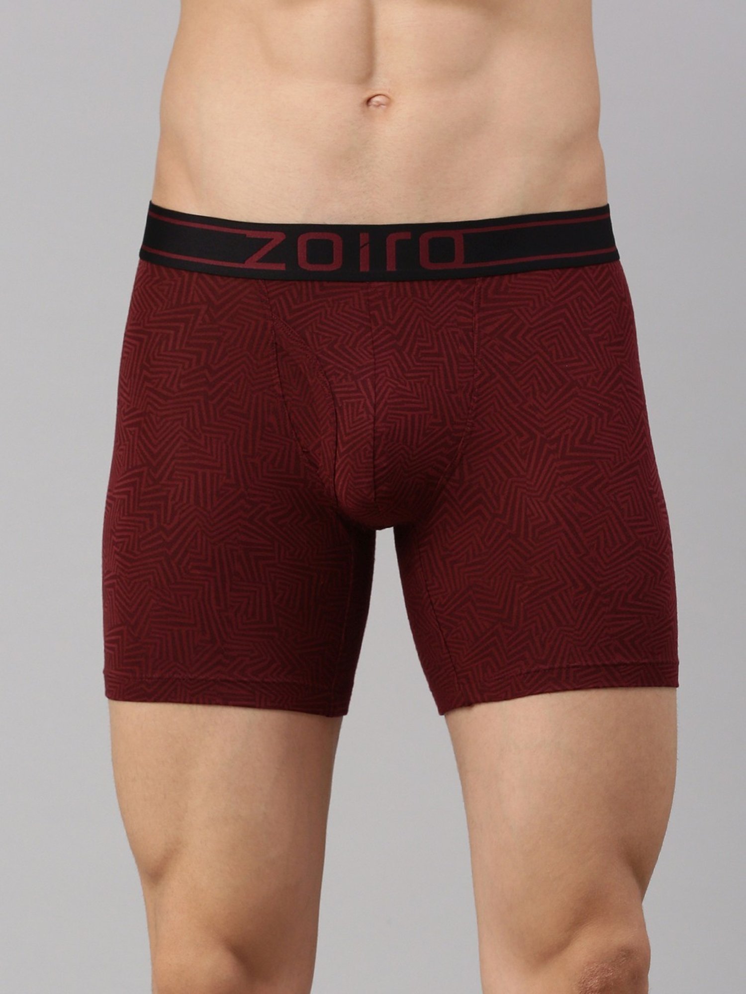Zoiro Qube Maroon Regular Fit Printed Trunks