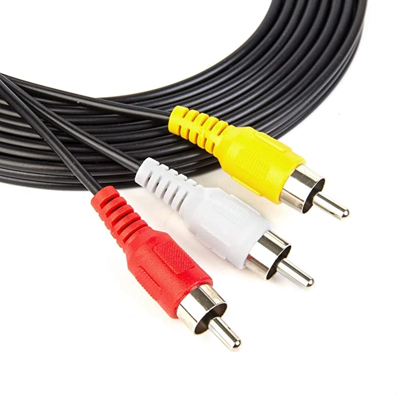 15FT RCA Audio Video Composite Cable DVD VCR SAT Yellow White red connectors 3 Male to 3 Male