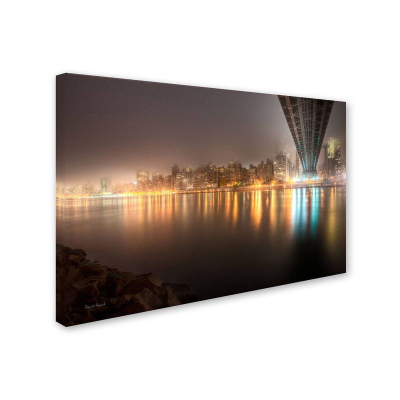 30" x 47" Fog Under the Queensborough Bridge - Midtown' by David Ayash - Trademark Fine Art