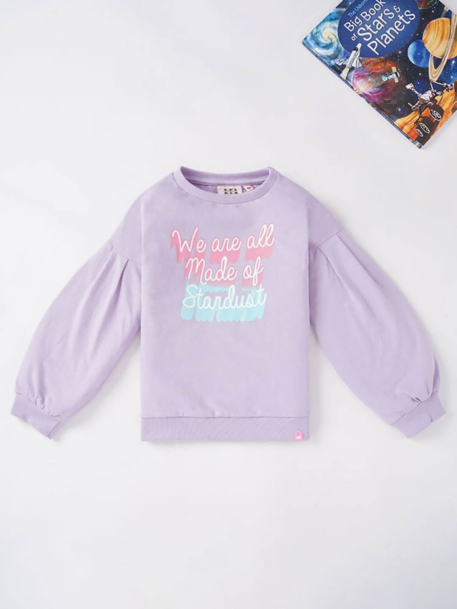 Ed-a-Mamma Kids Lavender Graphic Print Full Sleeves Sweatshirt