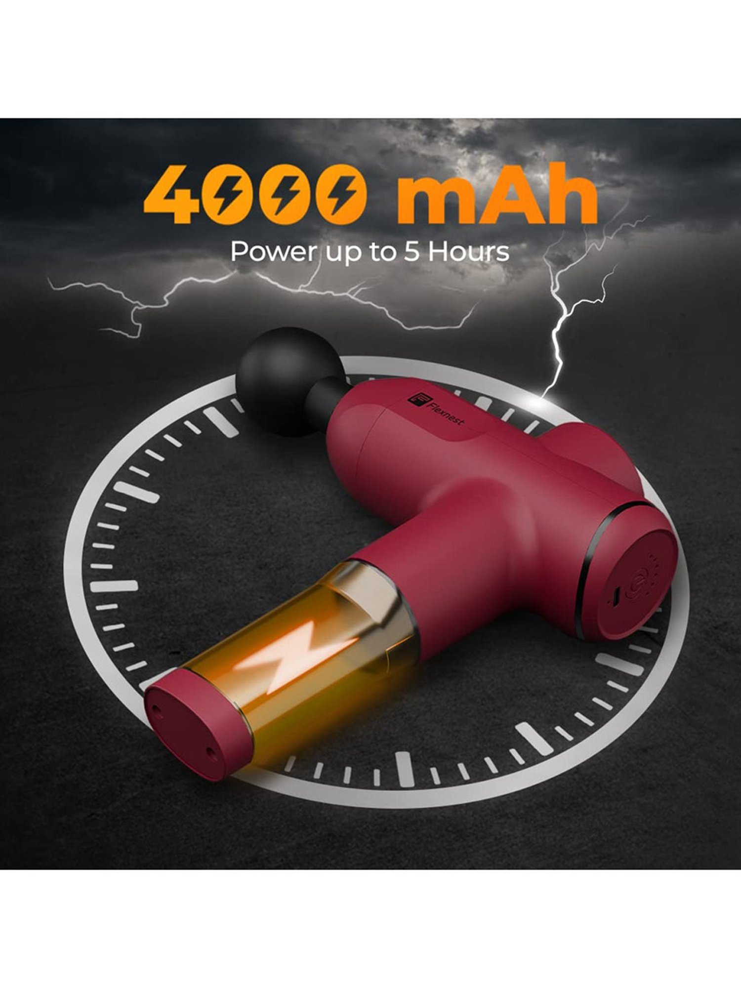 Flexnest German-Designed Turbo Massage Gun For Body Pain Relief (Red)