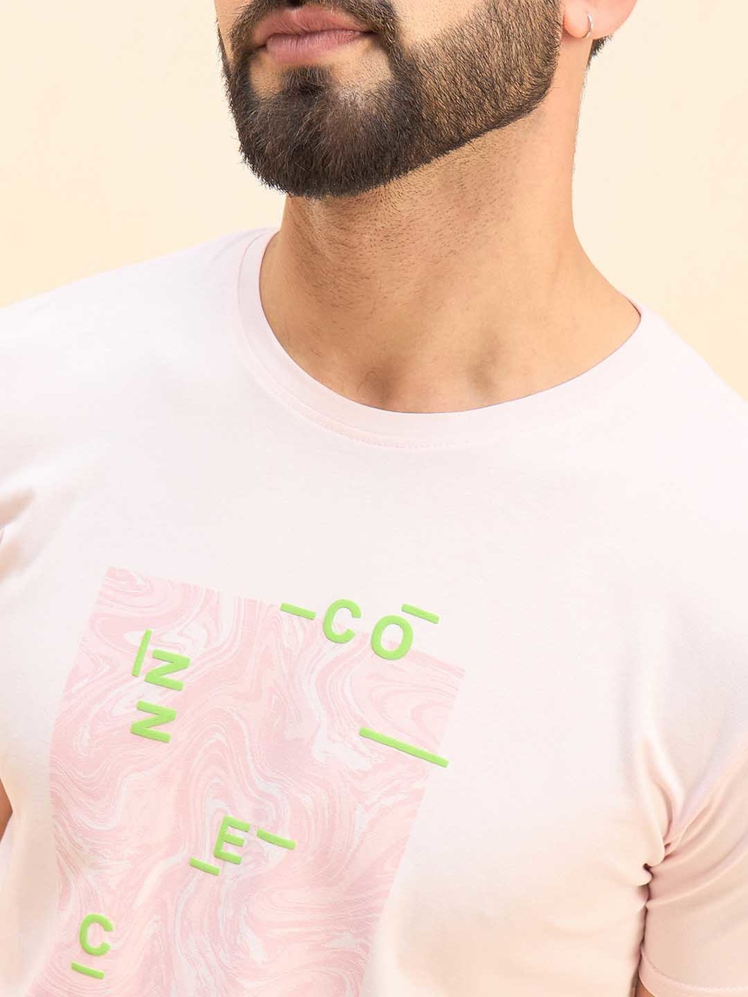 Sweet Dreams Light Pink Regular Fit Printed Crew T-Shirt