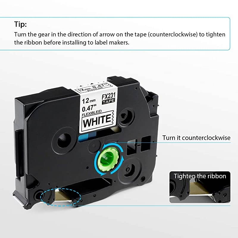 Compatible Label Tape Replacement for Brother TZe-S231 TZeS231 Extra-Strength Adhesive Laminated, for Brother PTD210 PTD400 PTH110 PTD600 Label Maker (Black on White, 1/2 Inch), 2-Pack