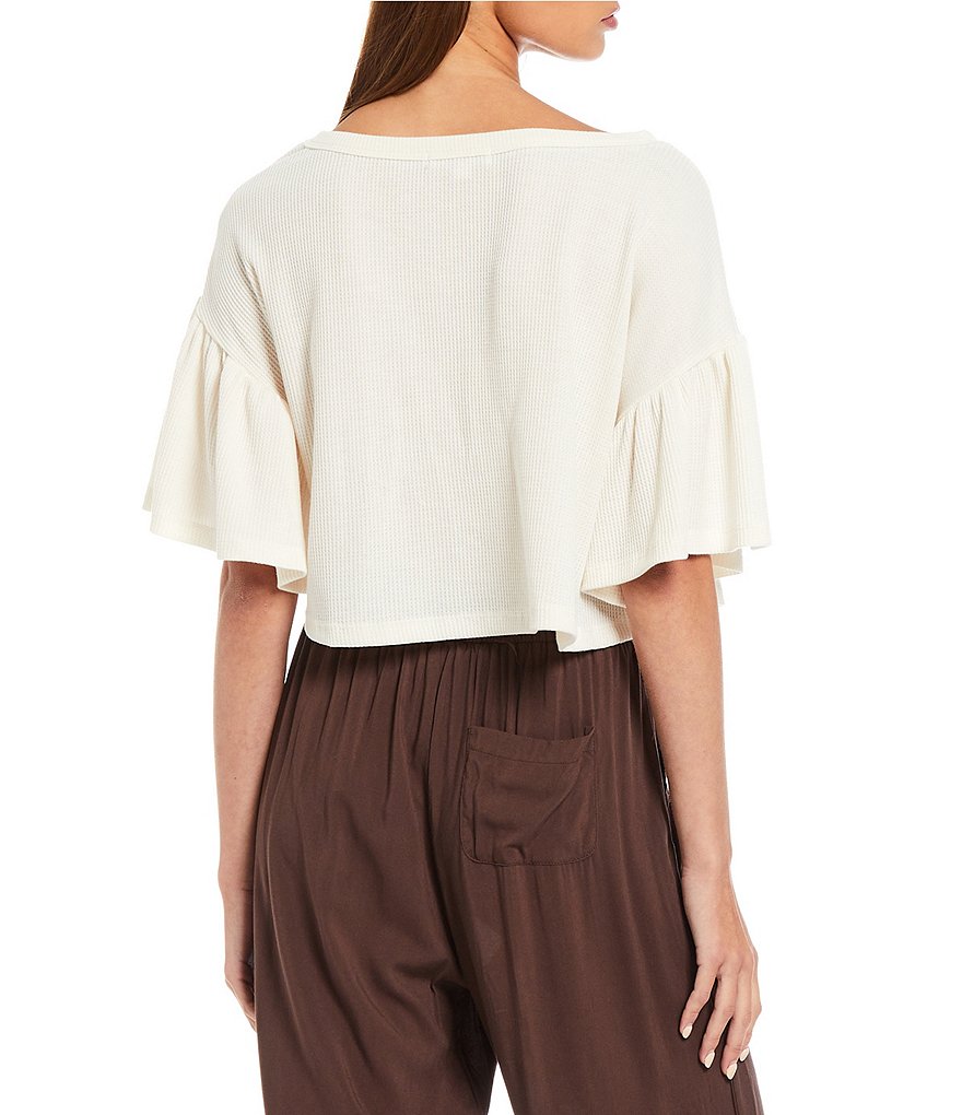 Coco + Jaimeson Flutter-Sleeve Baby-Thermal-Knit Top