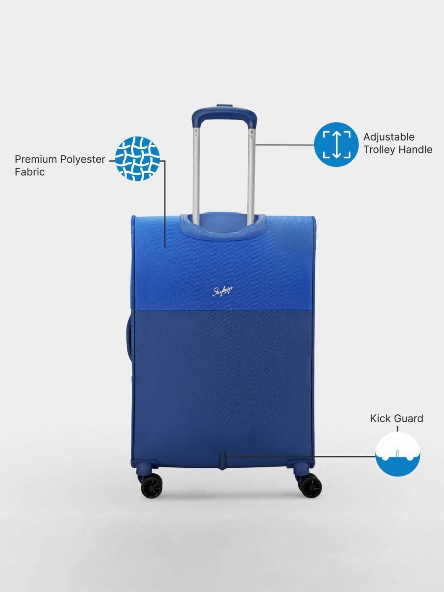 Skybags Snatch Blue Color Block Soft Medium Trolley Bag - 45 cm