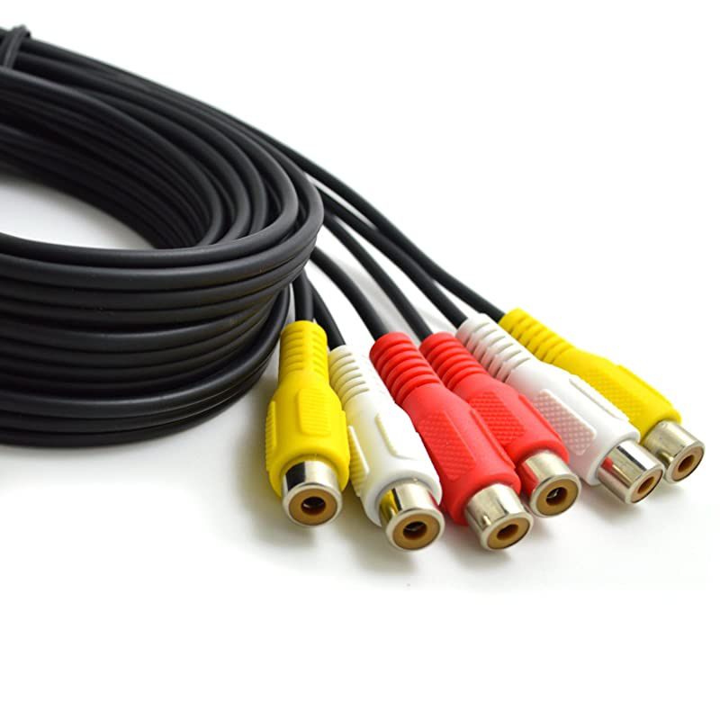 2pcs 3 RCA Male Jack to 6 RCA Female Plug Splitter Audio Video Av Adapter Cable (1FT)