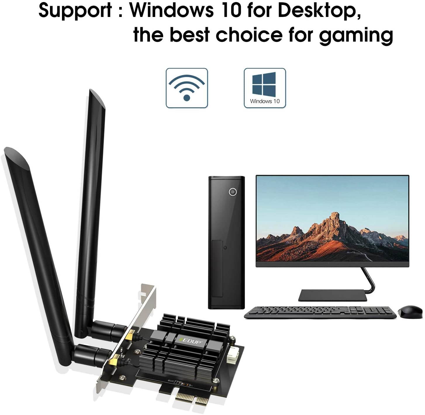 WiFi 6 Card AX 3000Mbps PCIe Network Card AX200 802.11AX 2.4Ghz/5.8Ghz with Bluetooth 5.0 & Heat Sink Wireless PCI Express Wi-Fi Adapters Dual Band Antenna for Windows 10 64-bit