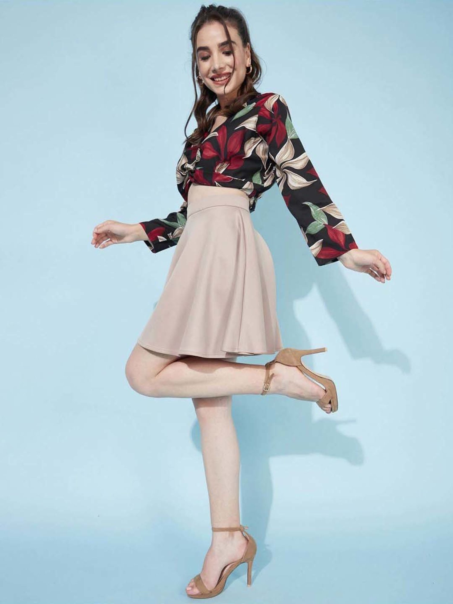 SELVIA Black Printed Top