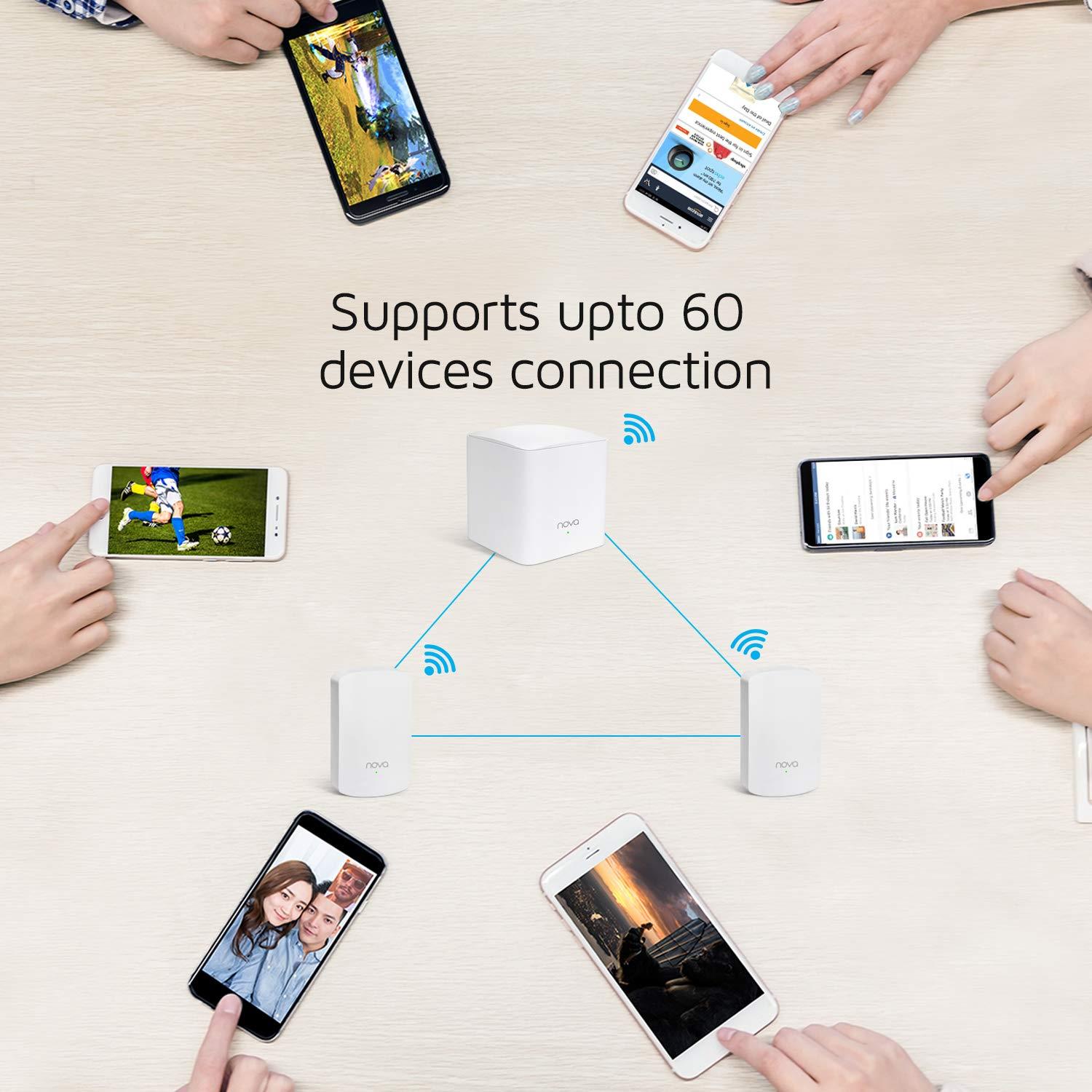 Tenda Nova Whole Home Mesh WiFi System - Replaces Gigabit AC WiFi Router and Extenders, Dual Band, Works with  Alexa, Built for Smart Home, Up to 3, 500 Sq. ft. Coverage (MW5 3-PK).