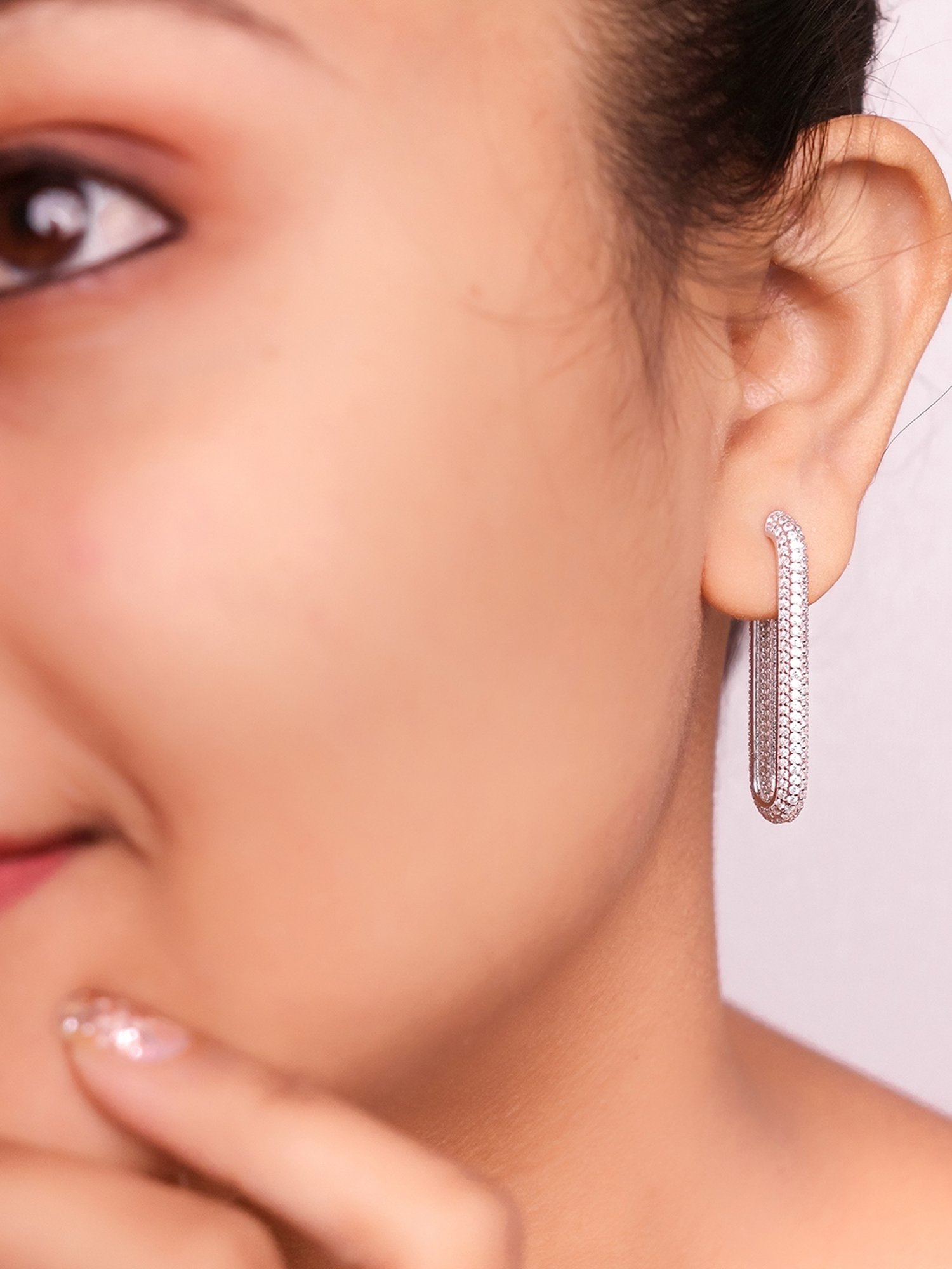 Silberry 92.5 Sterling Silver Modern Curve Drop Earrings for Women